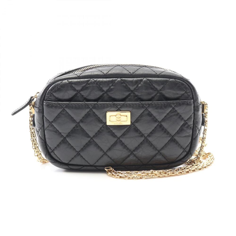 Chanel Chevron V stitch Camera Bag Shoulder Calfskin Leather Black